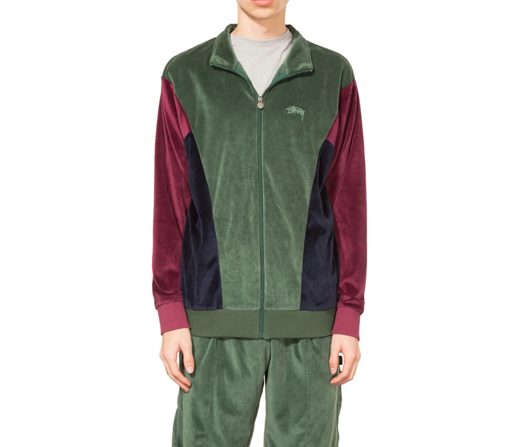 Stussy Velour Paneled Track Jacket [115393]
