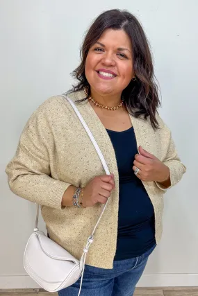 Taupe & Gold Beaded Yarn Cardigan