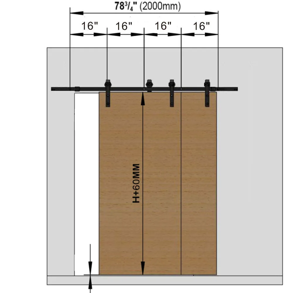 TheLAShop 6.6ft Bypass Sliding Double Barn Door Hardware Single Track Set