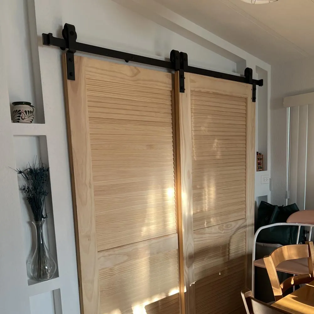 TheLAShop 6.6ft Bypass Sliding Double Barn Door Hardware Single Track Set