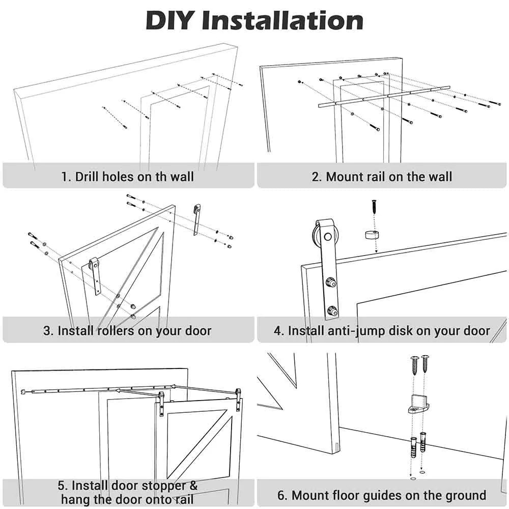 TheLAShop 6.6ft Sliding Barn Door Track and Rollers