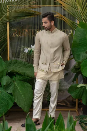 Warm Grey Kurta and Bandi Set