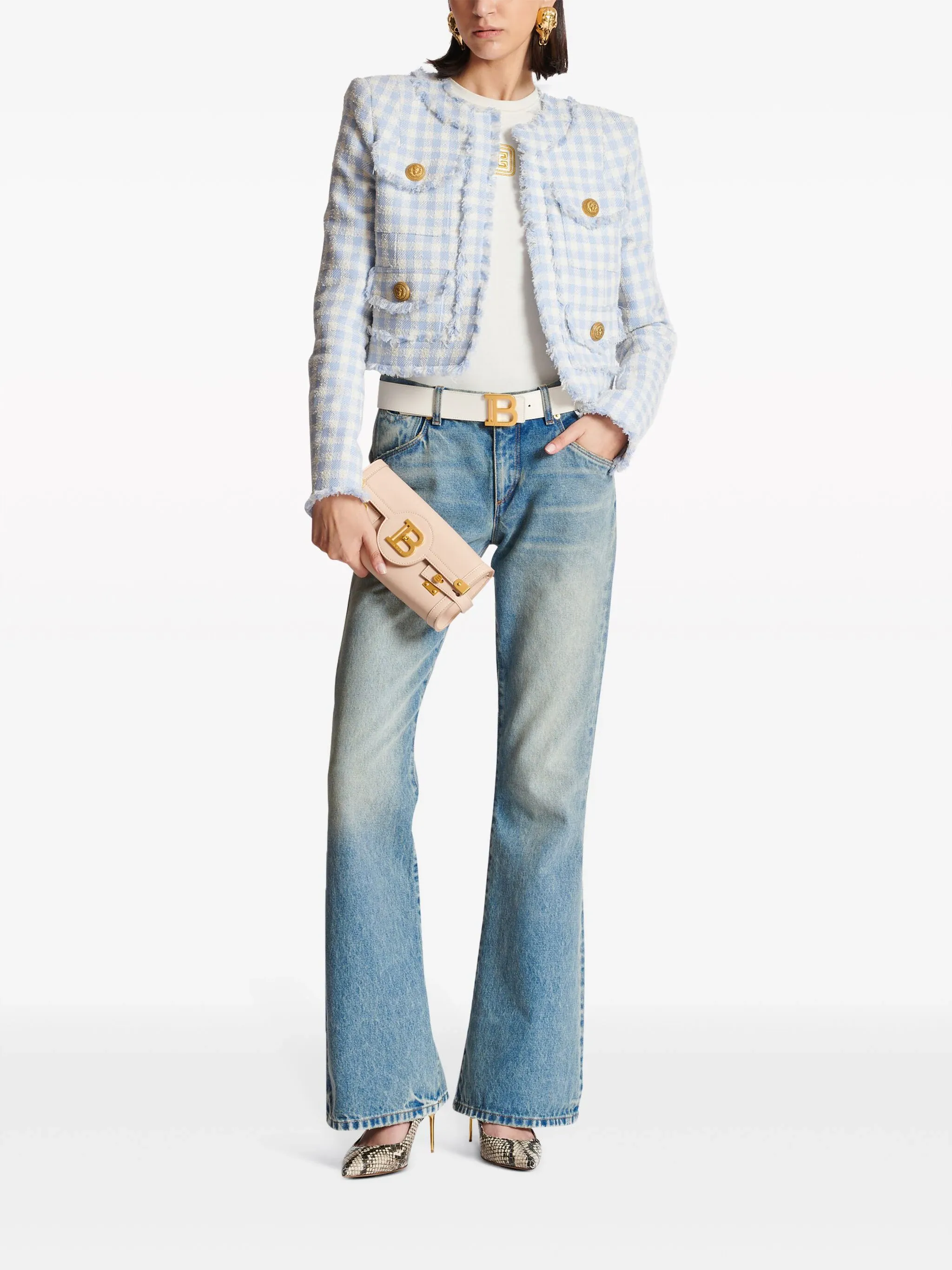 Western Cropped Bootcut Blue Denim Jeans