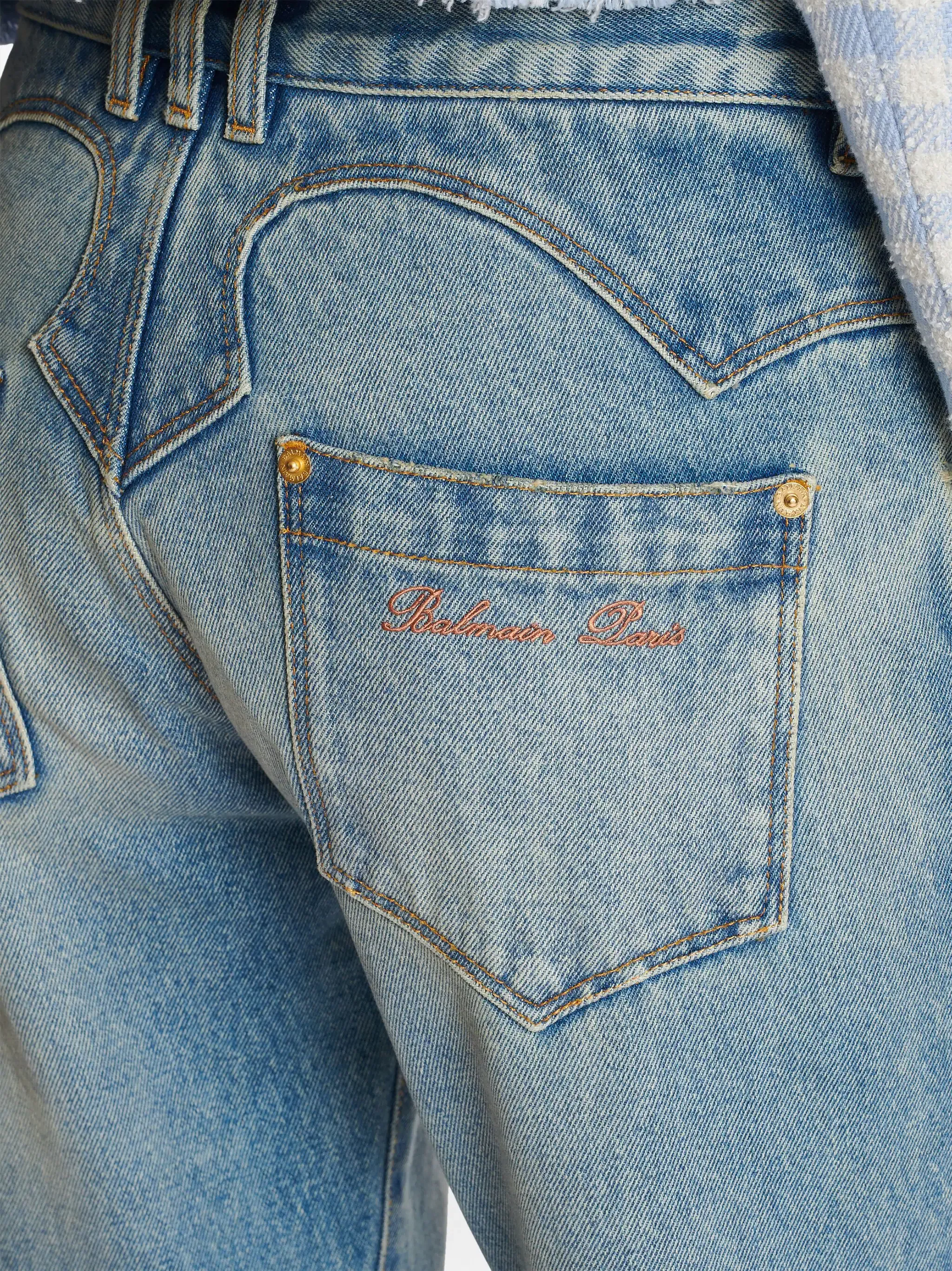 Western Cropped Bootcut Blue Denim Jeans