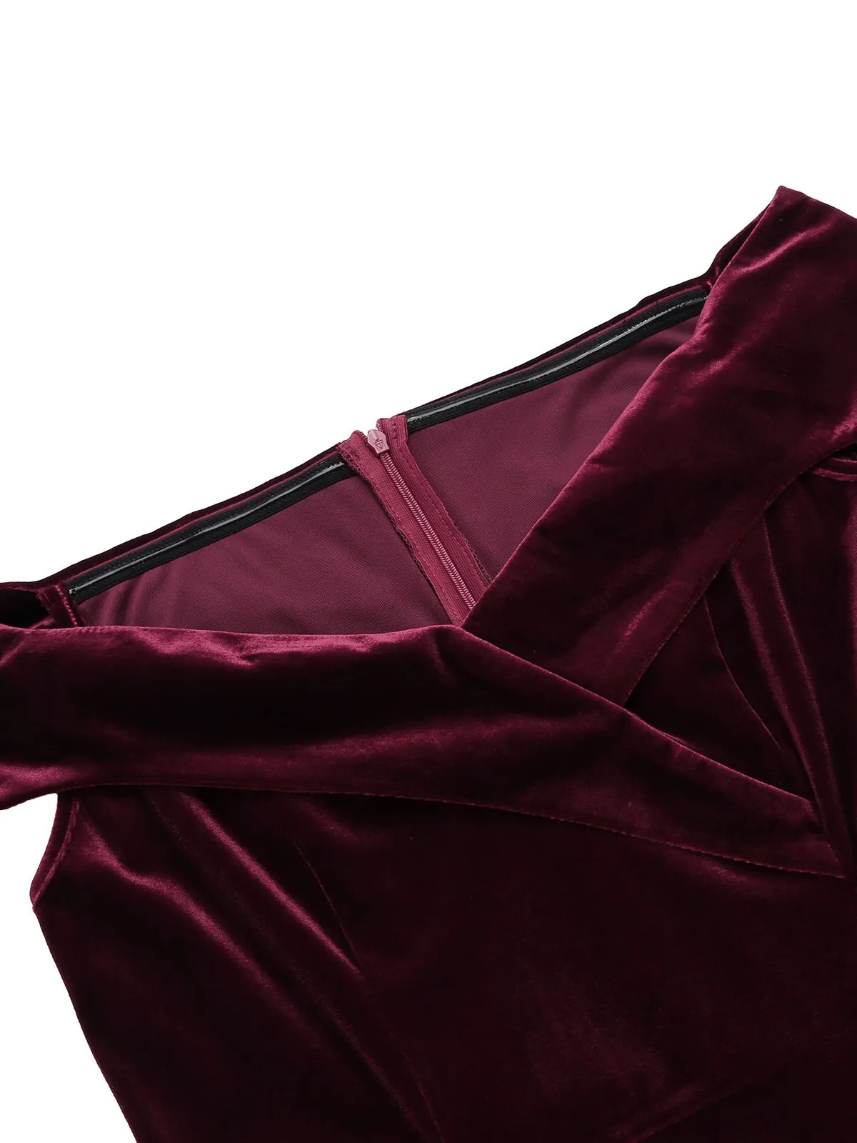 Wine Red 1960s Velvet Bodycon Vintage Dress