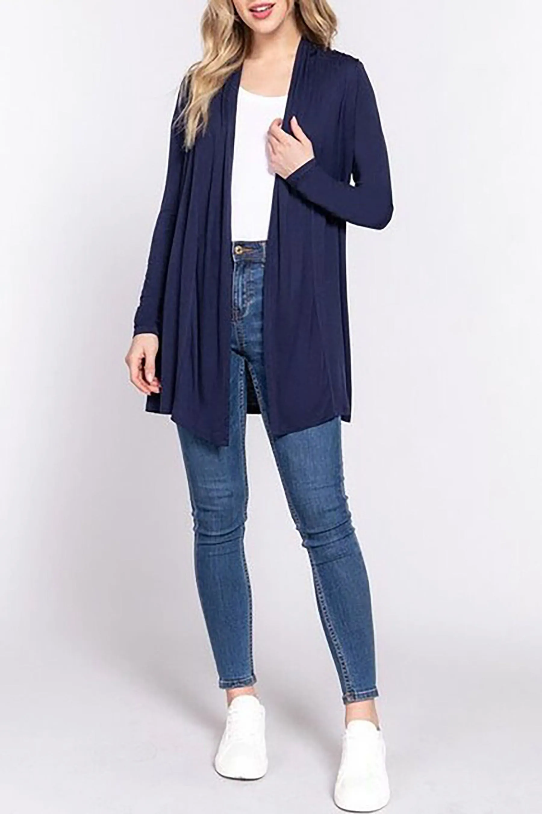 Women's Plus Size Long Sleeve Open Front Cardigan