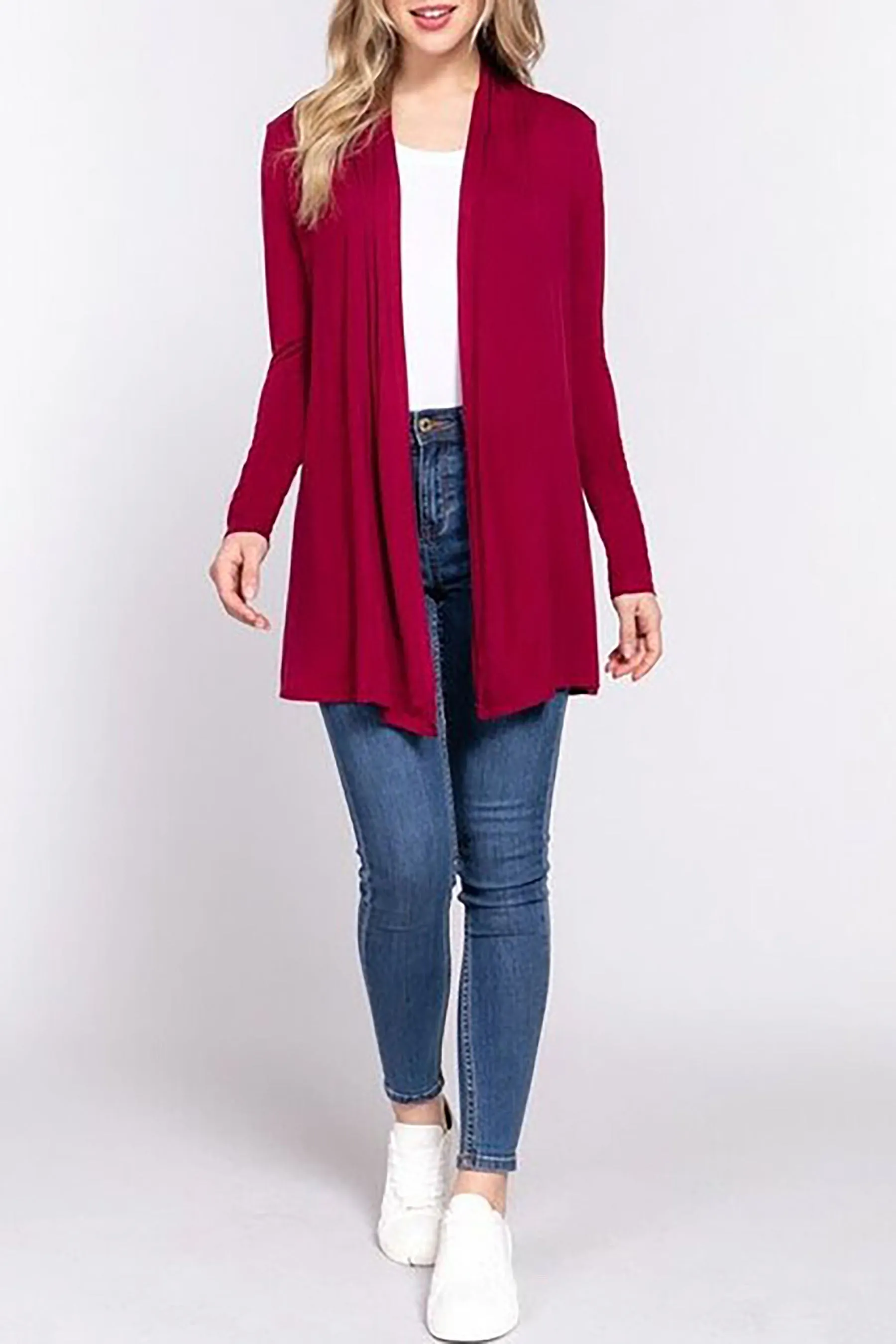 Women's Plus Size Long Sleeve Open Front Cardigan