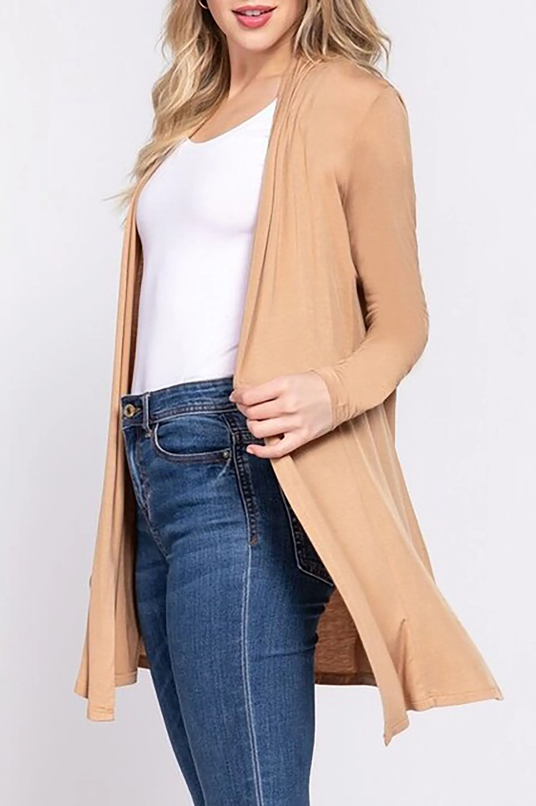 Women's Plus Size Long Sleeve Open Front Cardigan