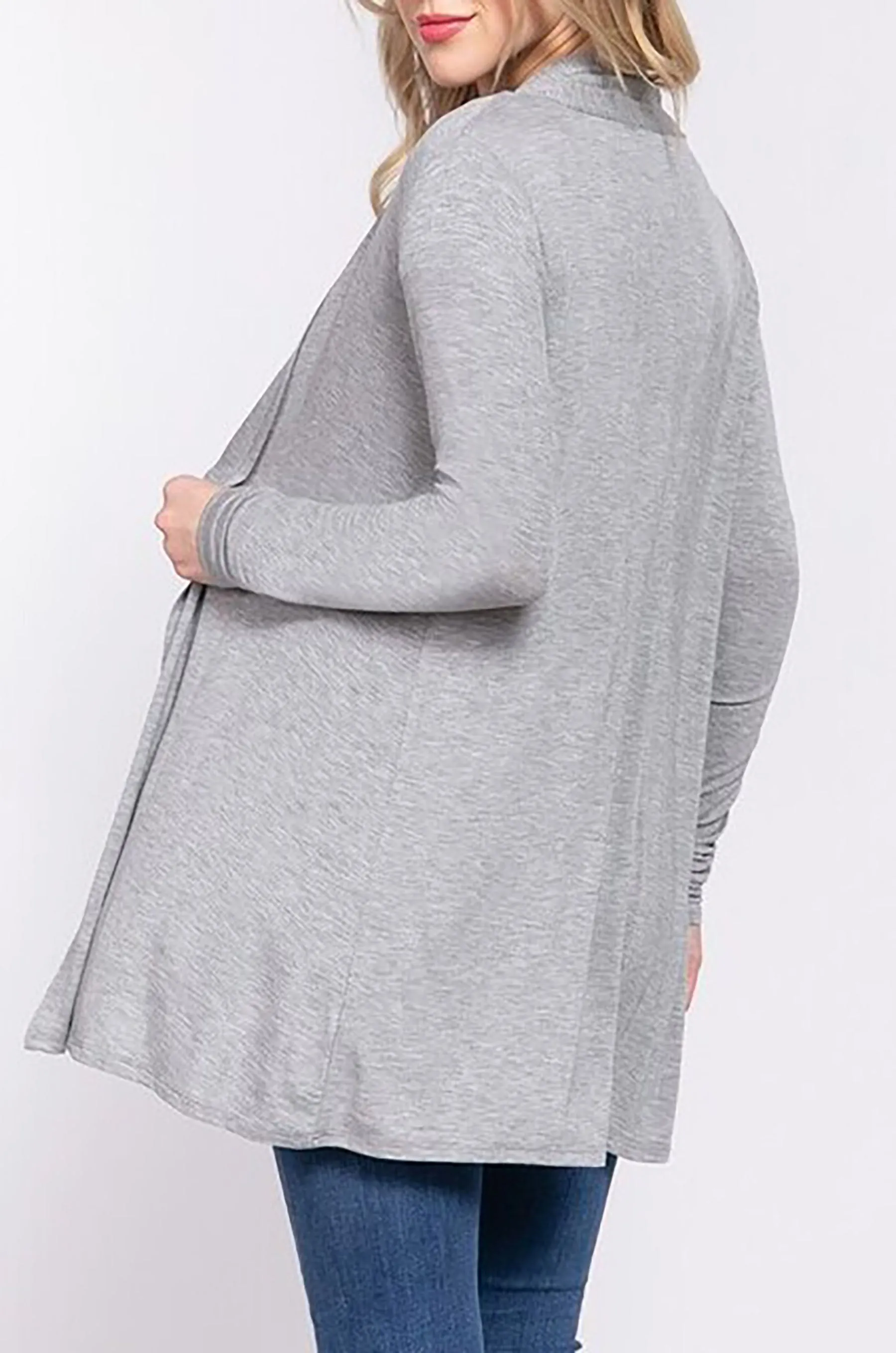 Women's Plus Size Long Sleeve Open Front Cardigan