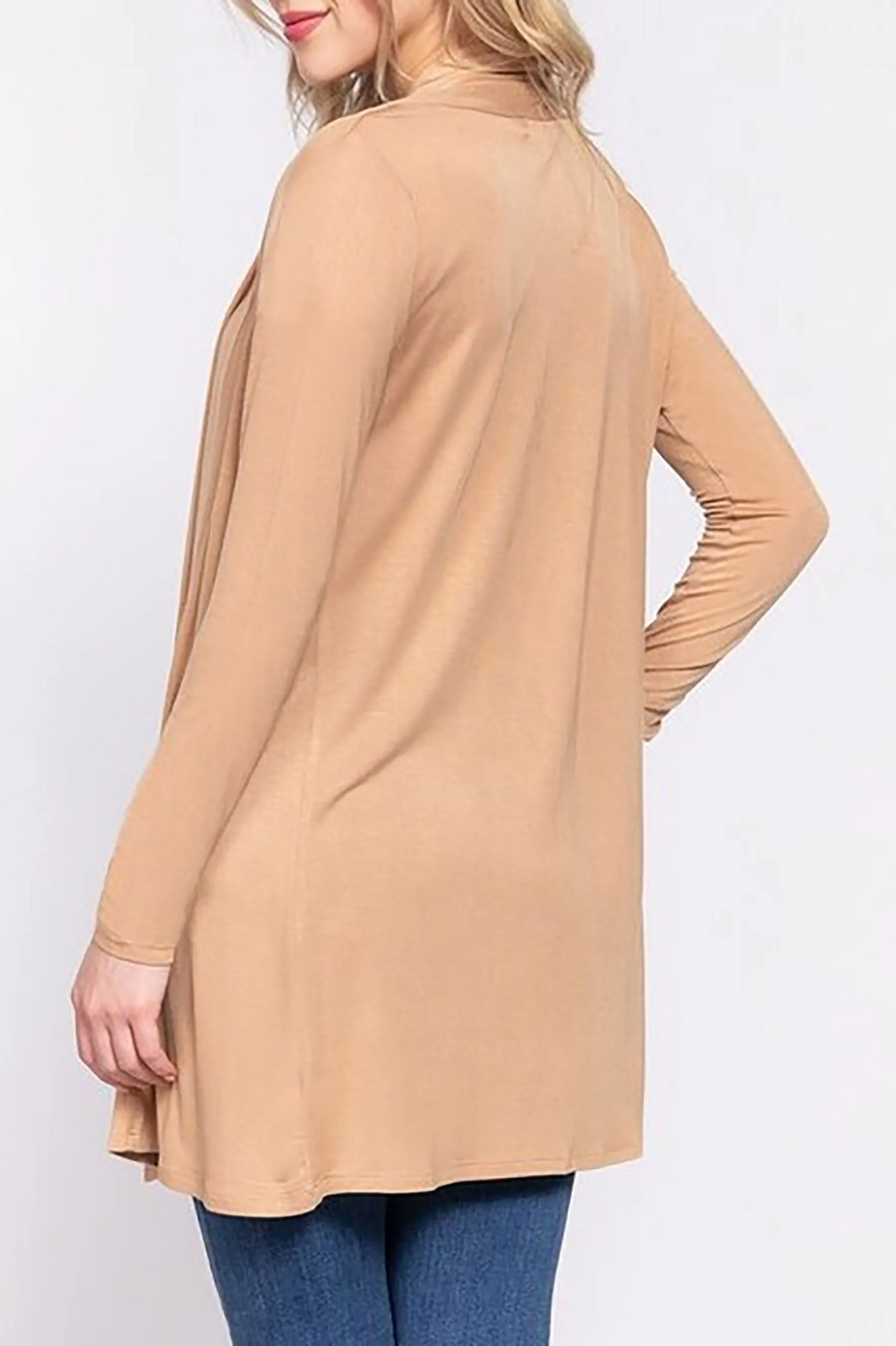 Women's Plus Size Long Sleeve Open Front Cardigan