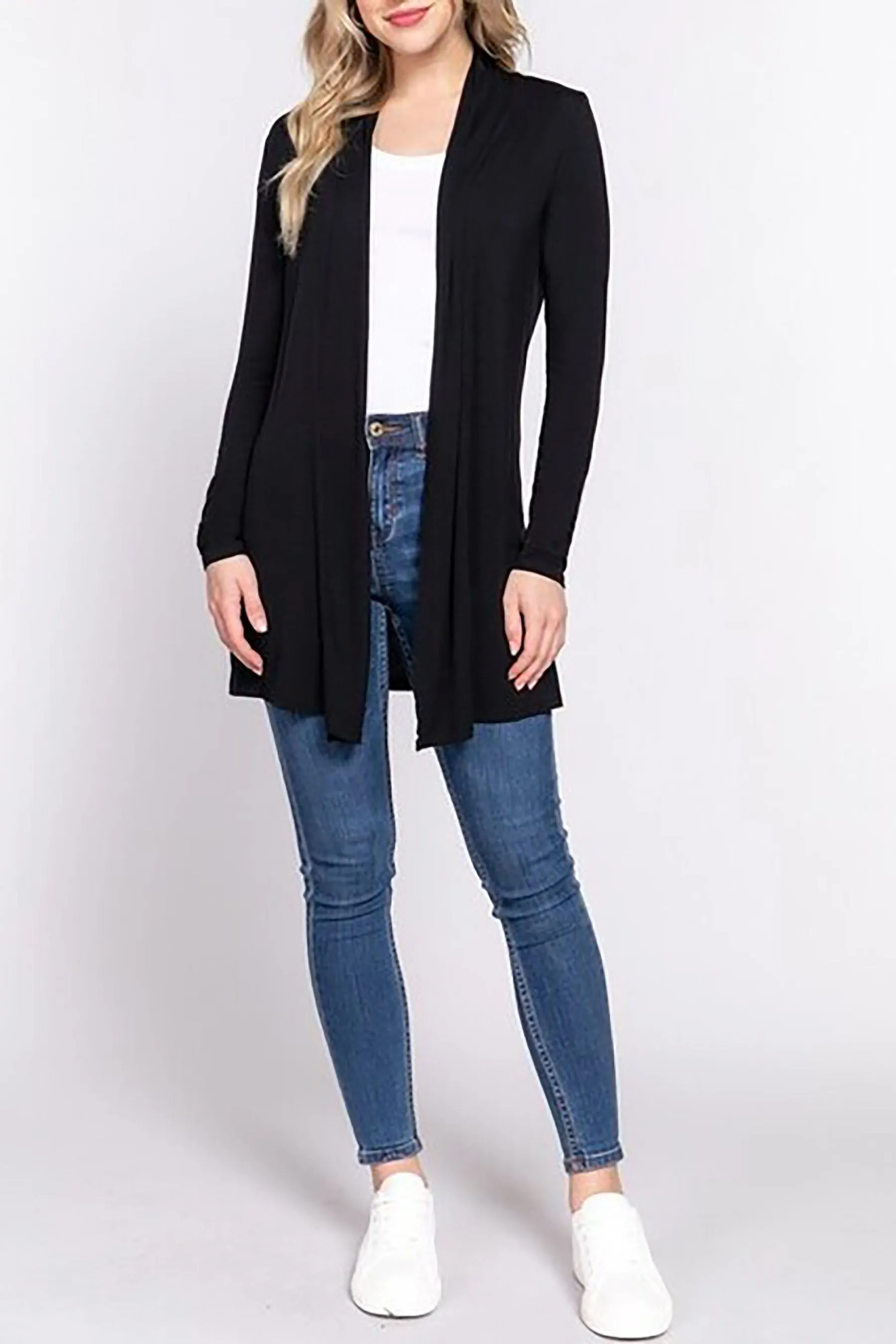Women's Plus Size Long Sleeve Open Front Cardigan