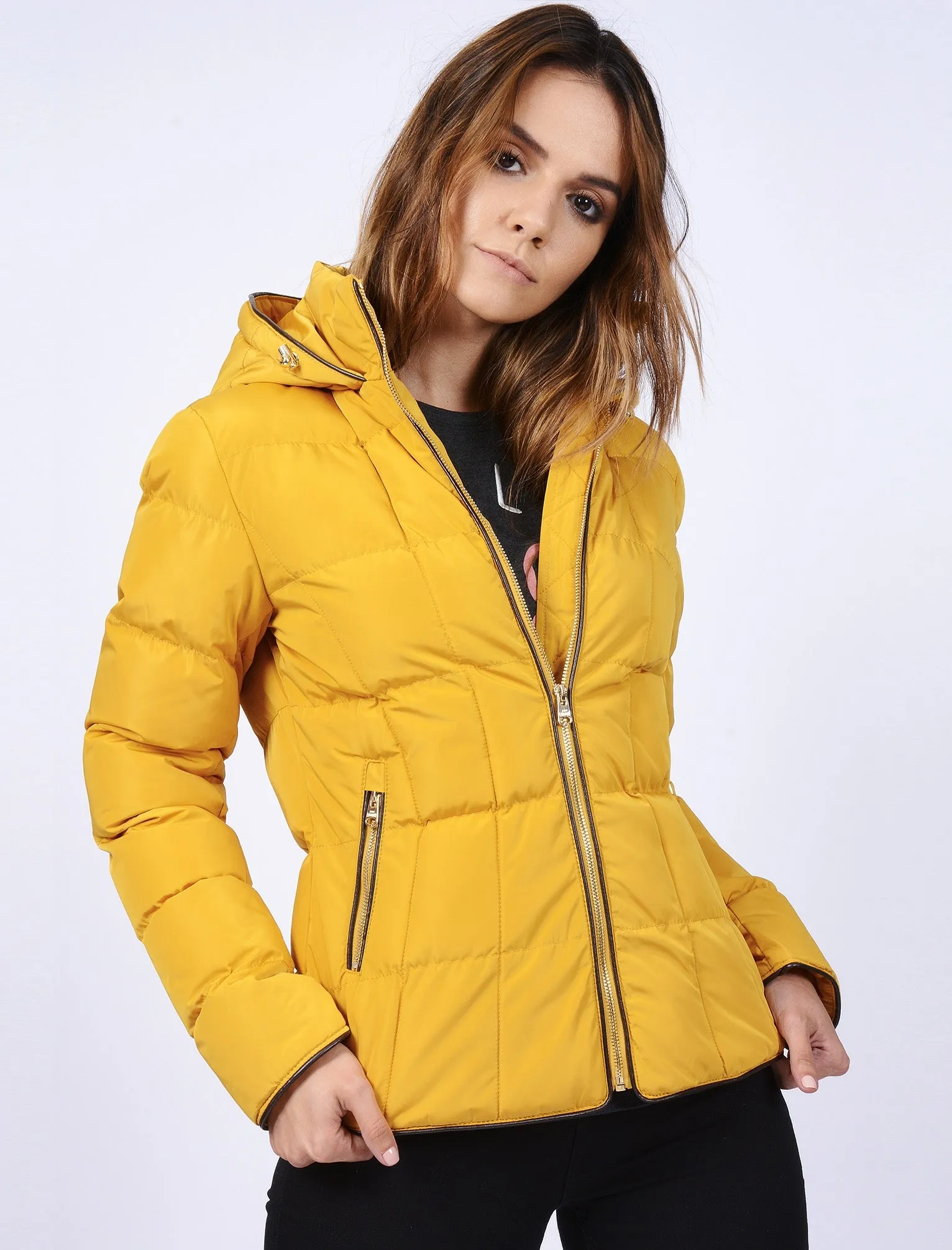 Wookie Quilted Hooded Jacket in Old Gold - Tokyo Laundry