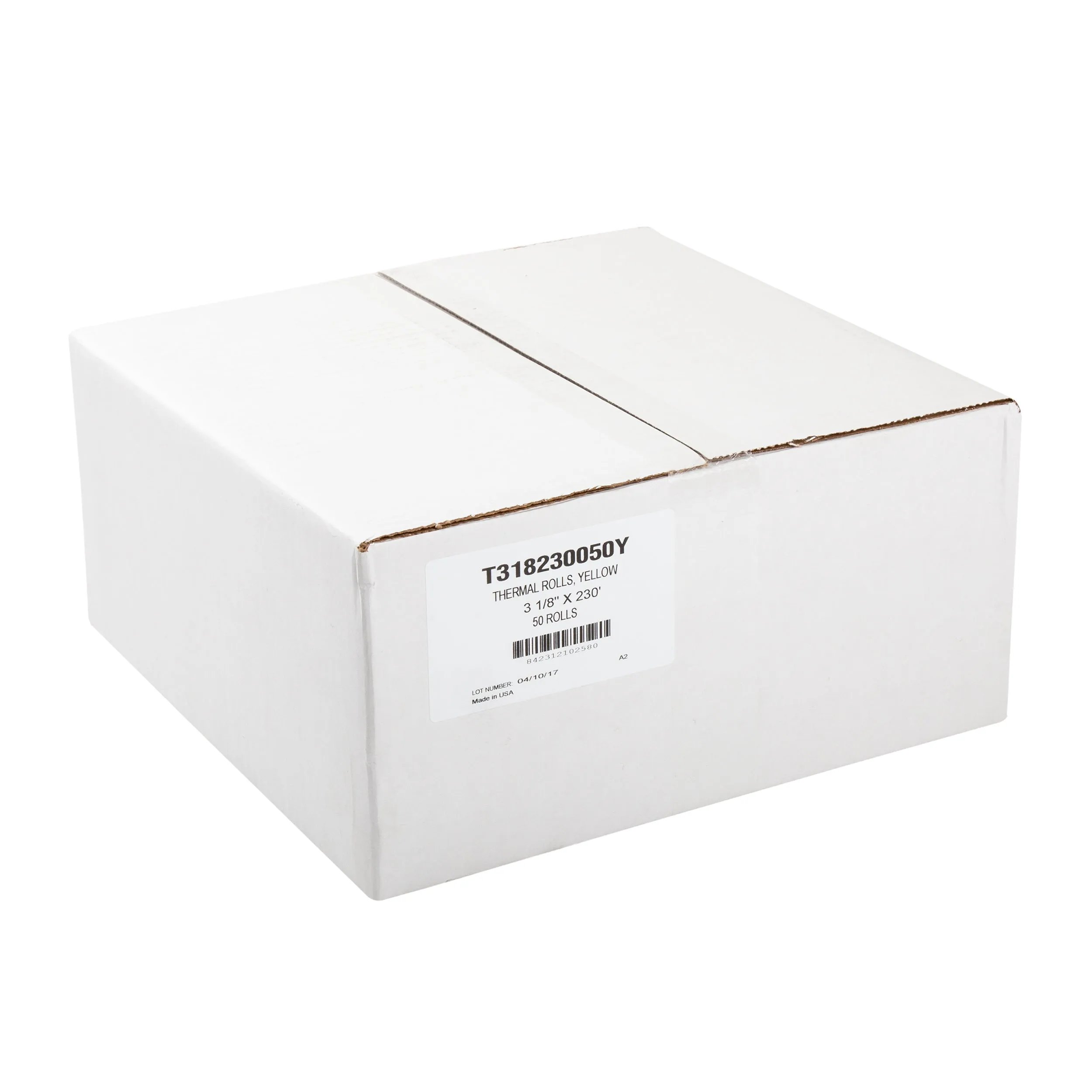 Yellow 3-1/8" x 230' Thermal Paper Rolls, Case of 50