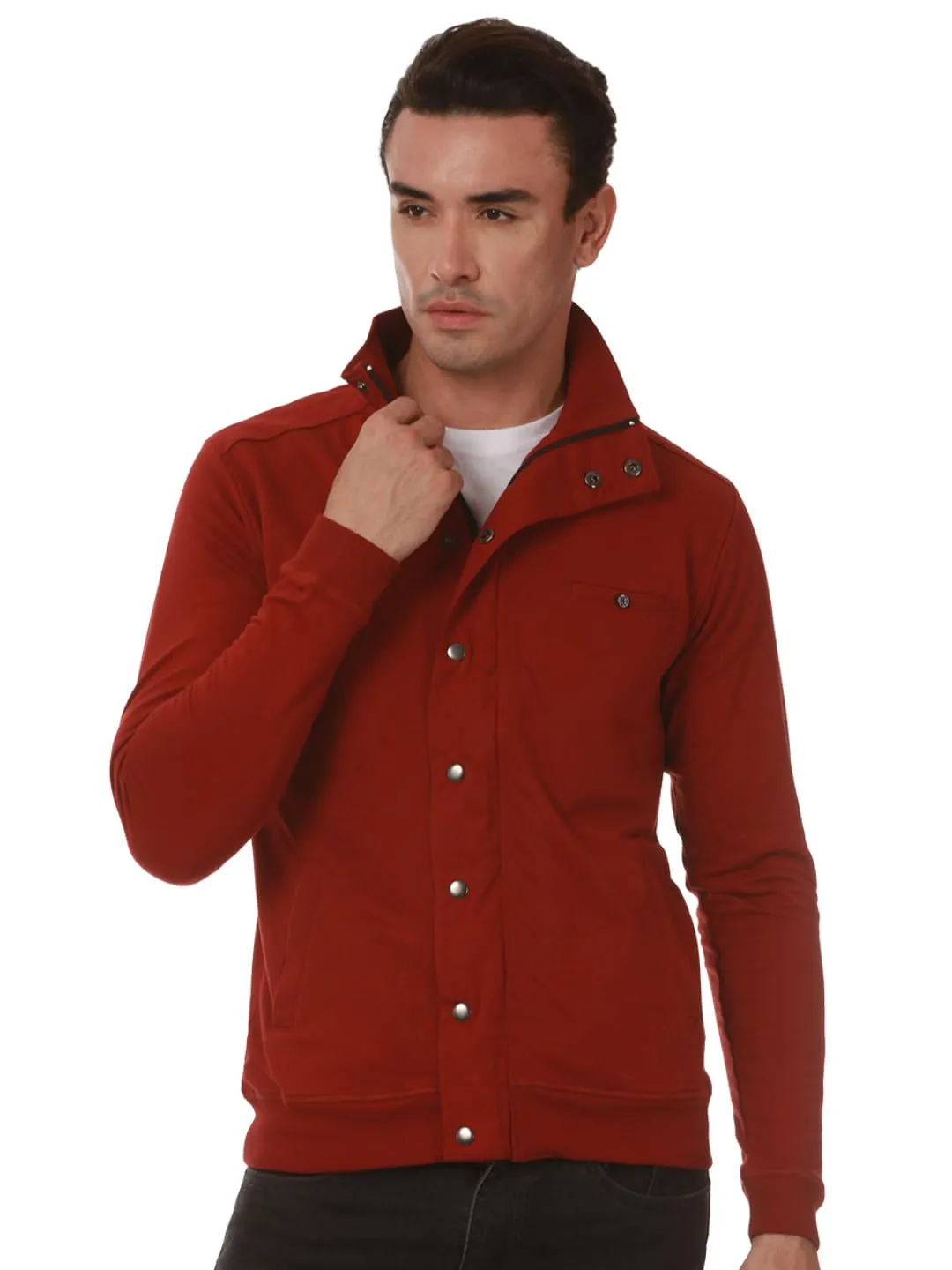 ZUPERB Men's Solid Regular Jacket (MAROON)